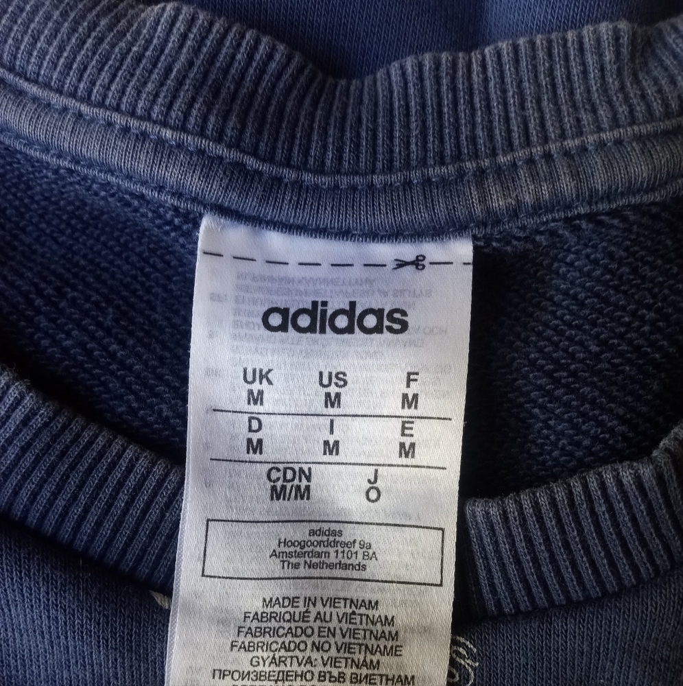 Adidas Favorite Trefoil Tech Indigo Blue All Over Print Logo Sweatshirt Sweater - Picture 12 of 14
